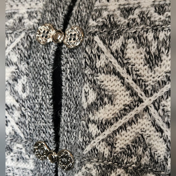 Vintage Sweater Cardigan Gorgeous Wool Blend Unique knit ornate buttonVTG Canada - Picture 4 of 10